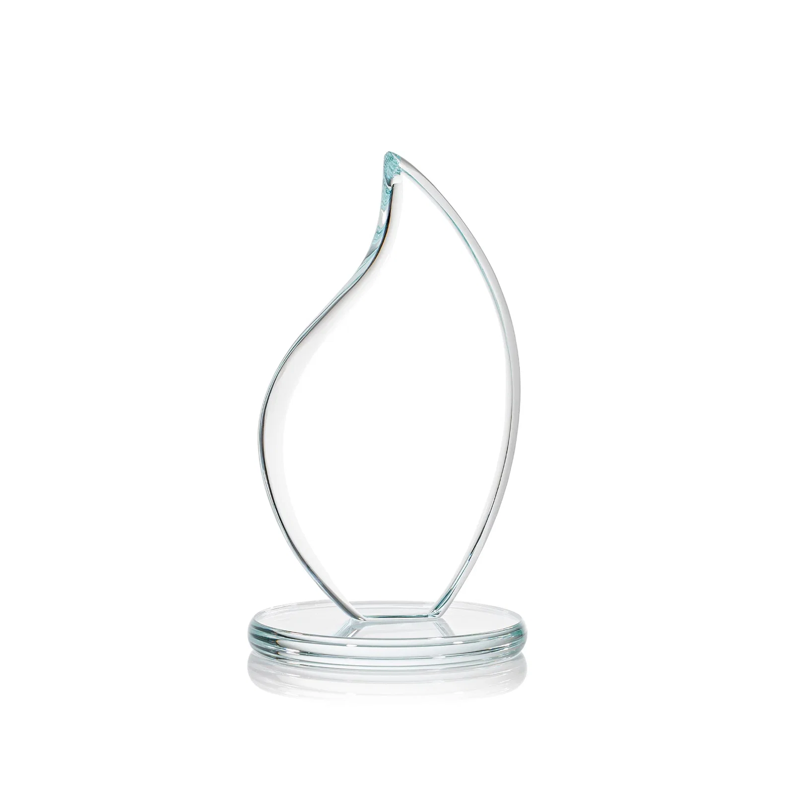 Personalized Starfire Crystal Flame Award With Rounded Edges on an Oval Base for service anniversary gifts