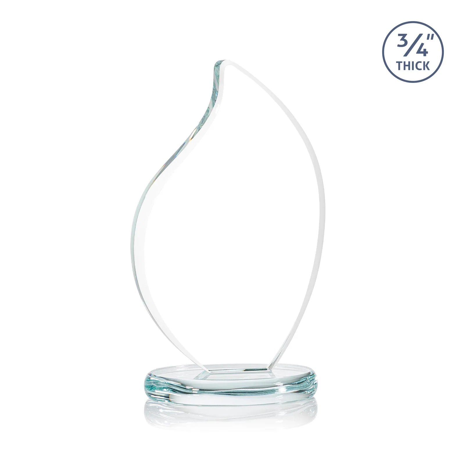 Personalized Starfire Crystal Flame Award With Rounded Edges on an Oval Base for sales achievement awards