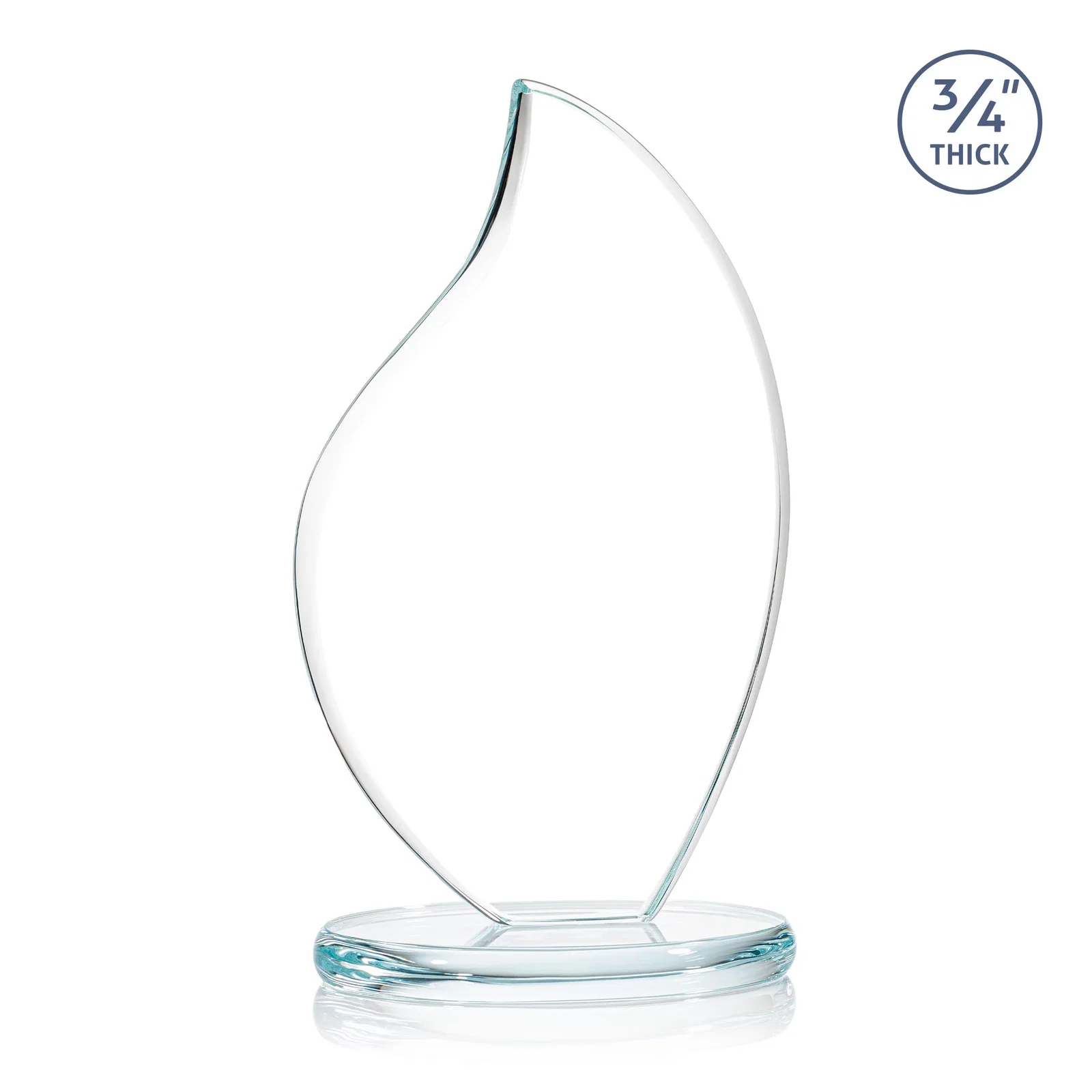 Personalized Starfire Crystal Flame Award With Rounded Edges on an Oval Base for retirement presentations