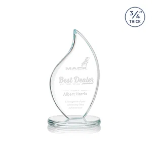 Starfire Crystal Flame Award With Rounded Edges on an Oval Base