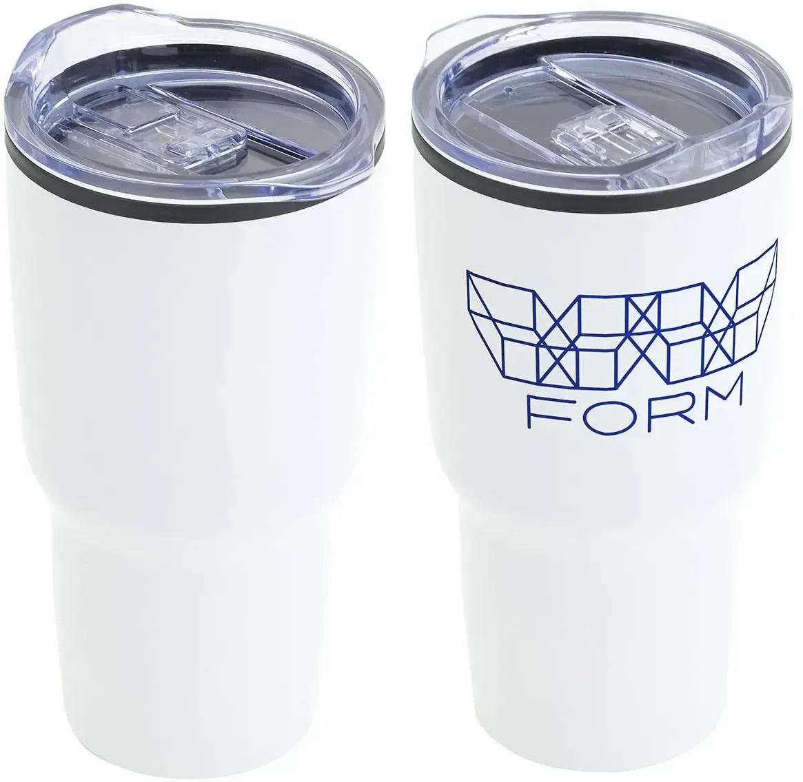 Odyssey stainless steel tumbler fitting a cup holder, promotional custom branded drinkware