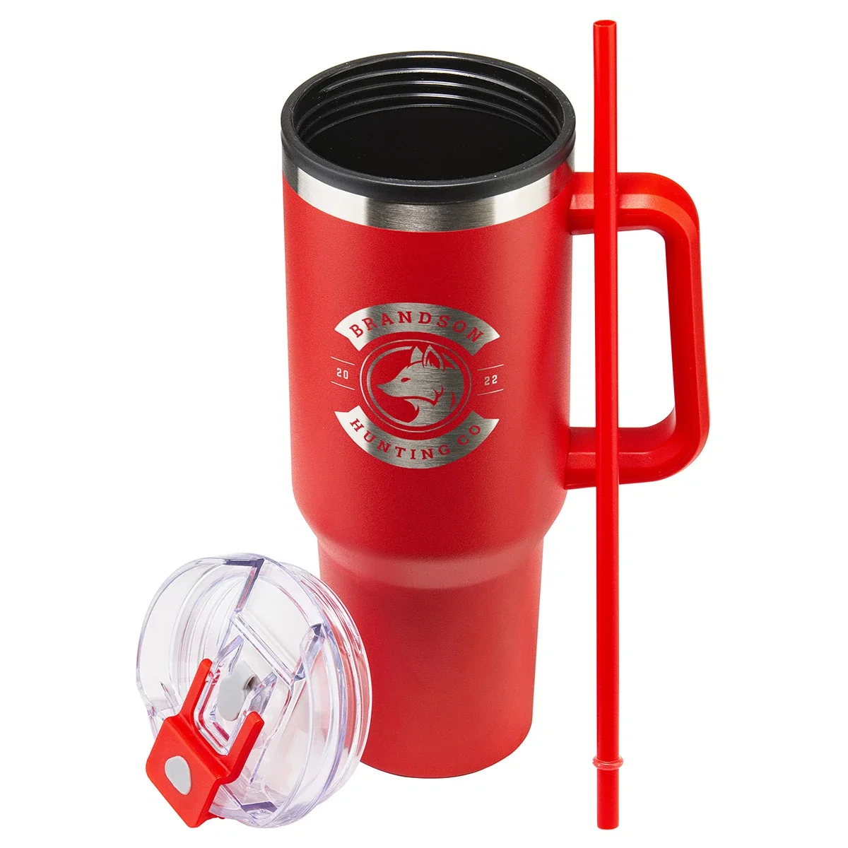 Ohana Mug shown from above, branded mug detail shot