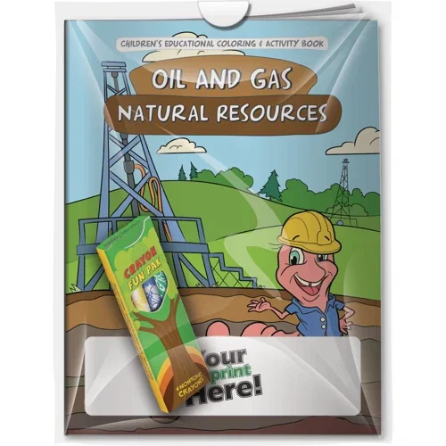 Oil & Gas Natural Resources coloring book combo pack with 4 Fun Pak crayons in poly bag, front view