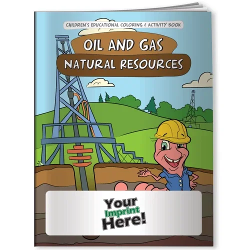 Oil & Gas Natural Resources coloring book cover, educational energy industry kids book