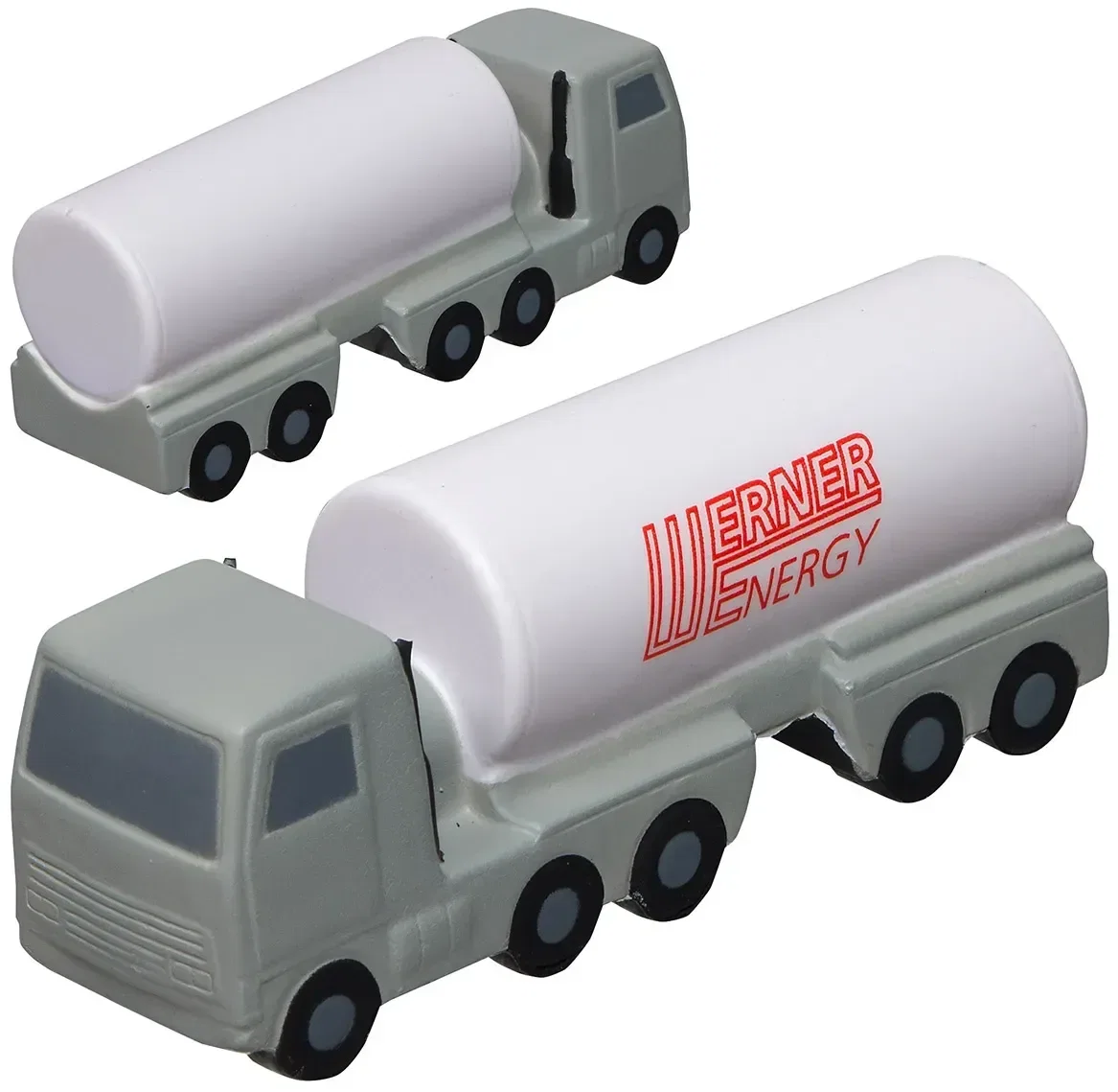 Oil tanker ship-shaped promotional stress ball for custom logo branding, front view
