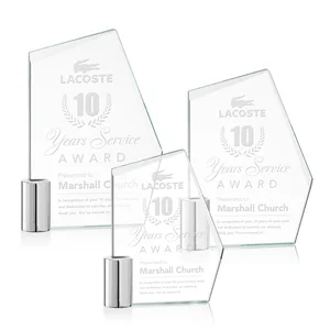 Starfire Crystal Award on a Chrome Cylinder Base