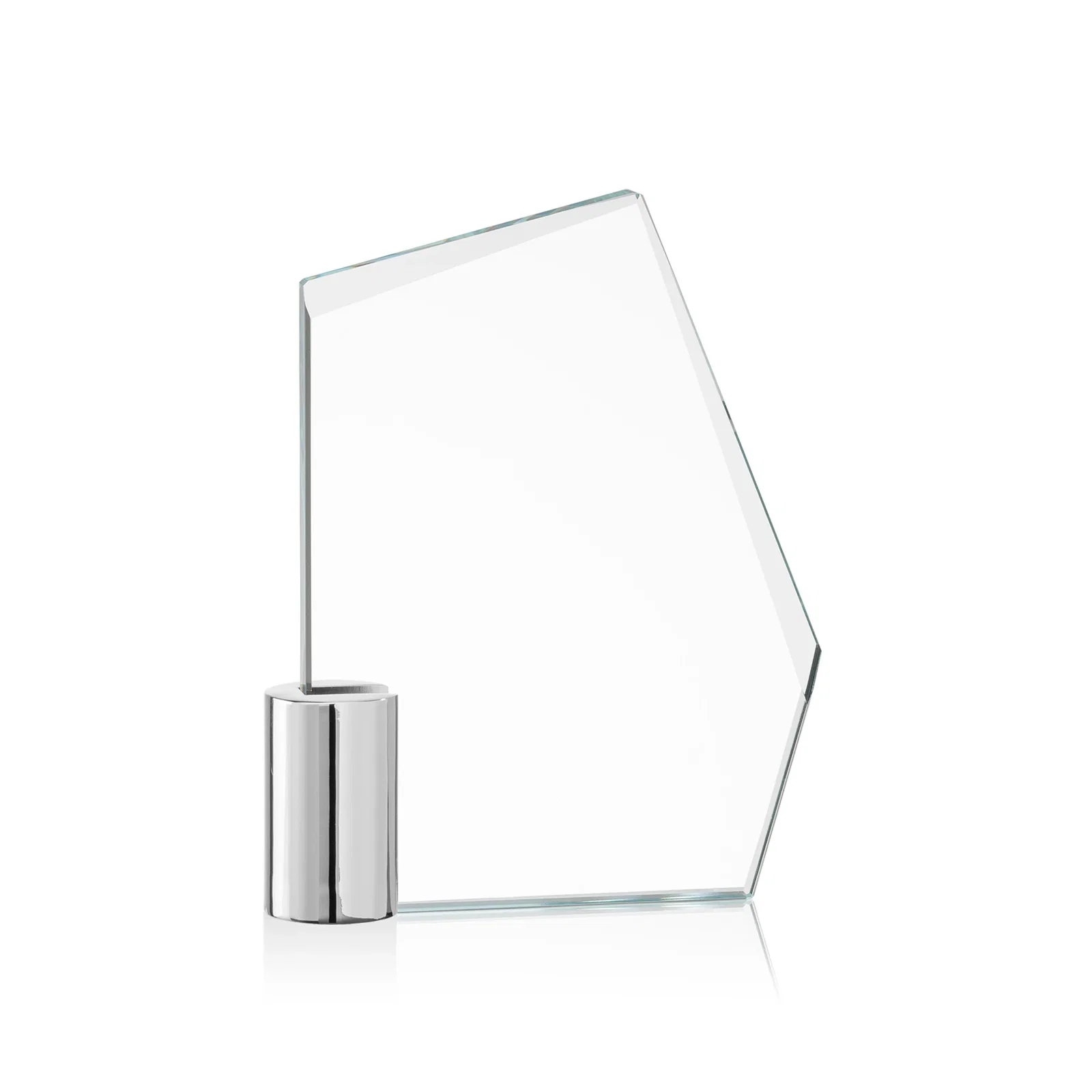 Custom Starfire Crystal Award on a Chrome Cylinder Base, metal awards for volunteer appreciation