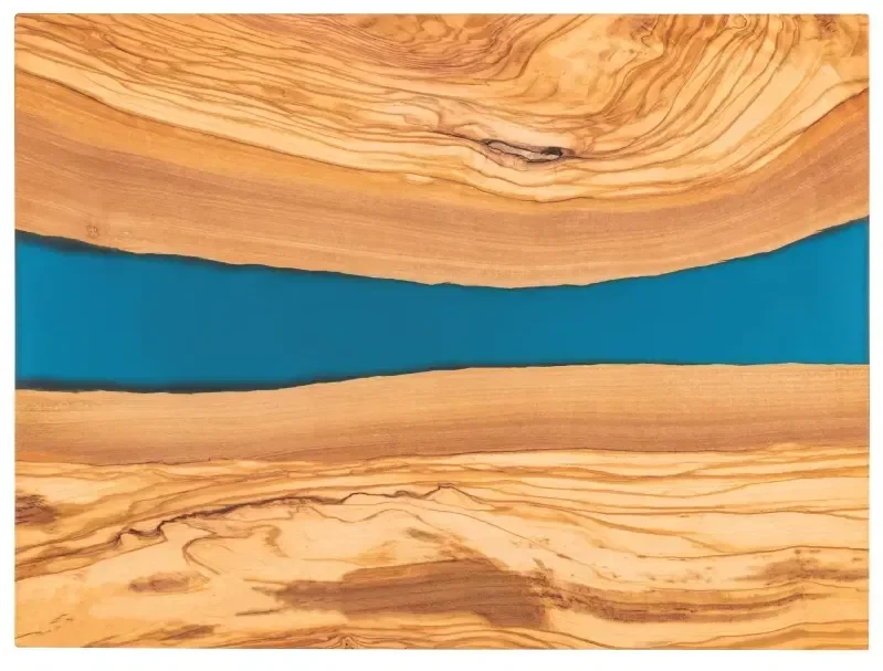 Custom Olive Wood & Blue Resin Cutting Board — view 2