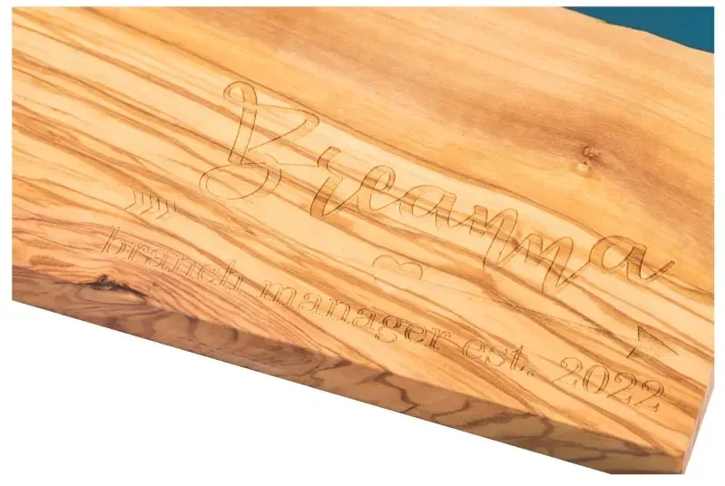 Custom Olive Wood & Blue Resin Cutting Board — view 5