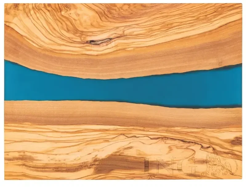 Custom Olive Wood & Blue Resin Cutting Board — view 6