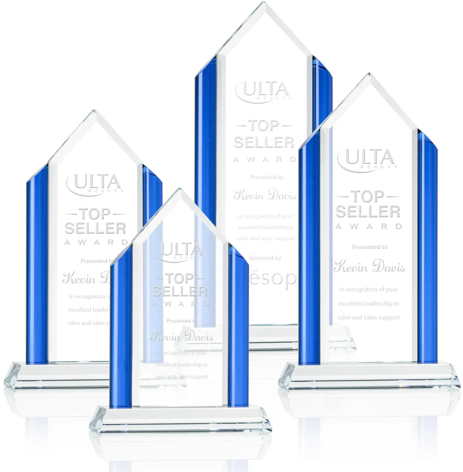 Beveled Crystal Pyramid Flanked by Sapphire Pillars