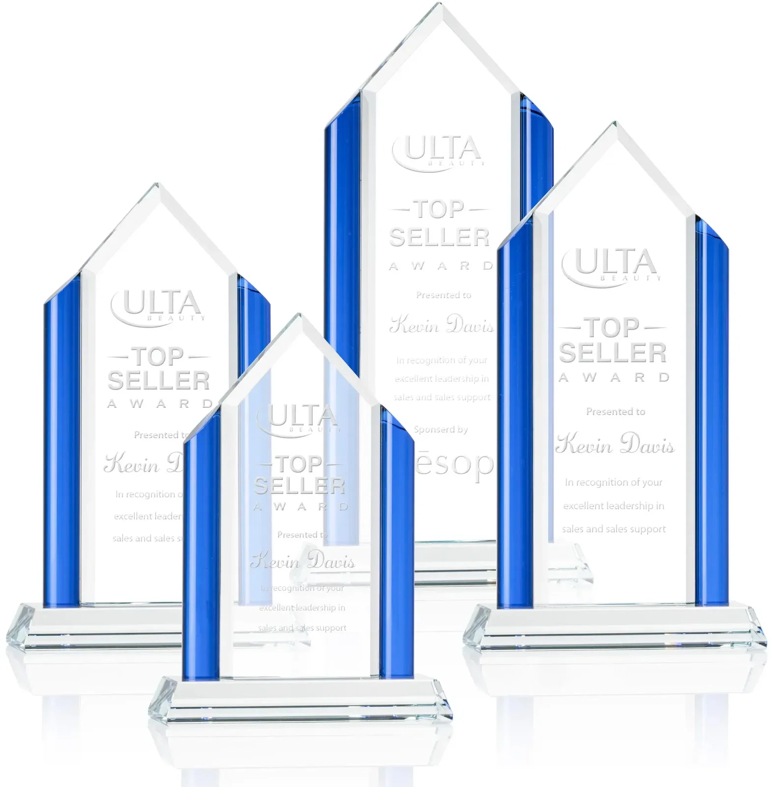 Beveled Crystal Pyramid Flanked by Sapphire Pillars