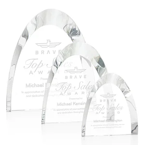 Optical Crystal Arch Award With Light-Wrapping Curved Bevel