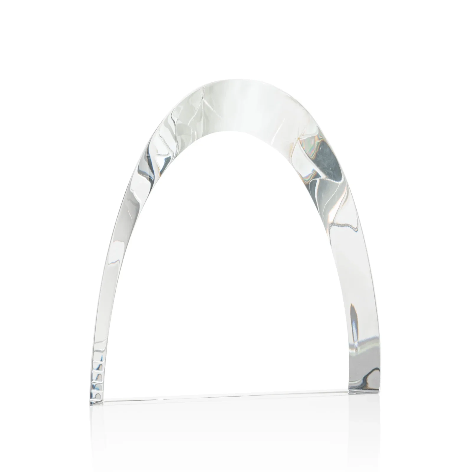 Custom Optical Crystal Arch Award With Light-Wrapping Curved Bevel, awards for volunteer appreciation