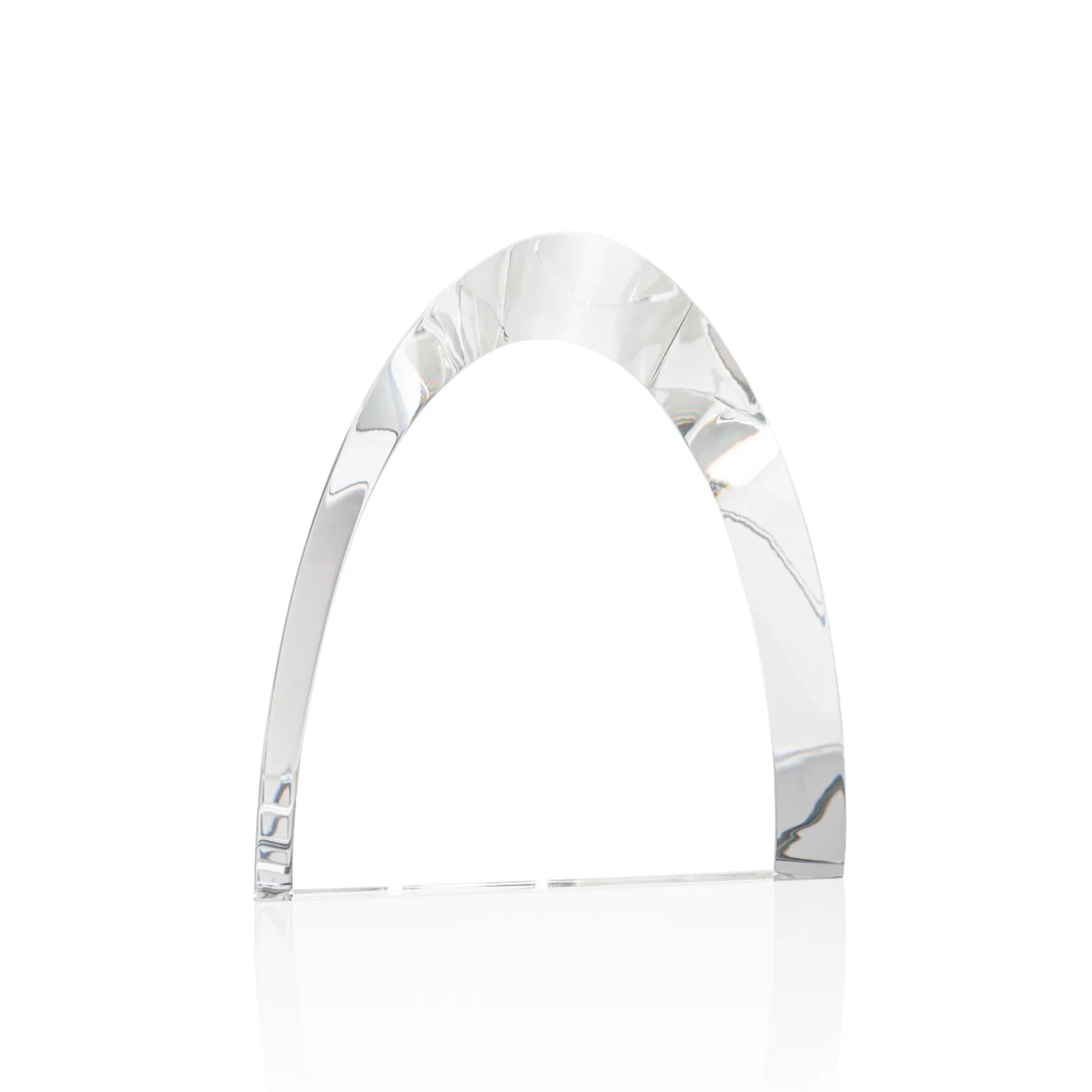 Custom Optical Crystal Arch Award With Light-Wrapping Curved Bevel, awards for safety achievement programs