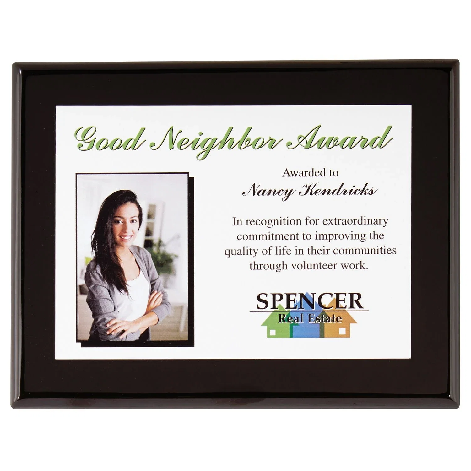 Personalized Onyx Small Plaque Award — Black — view 2