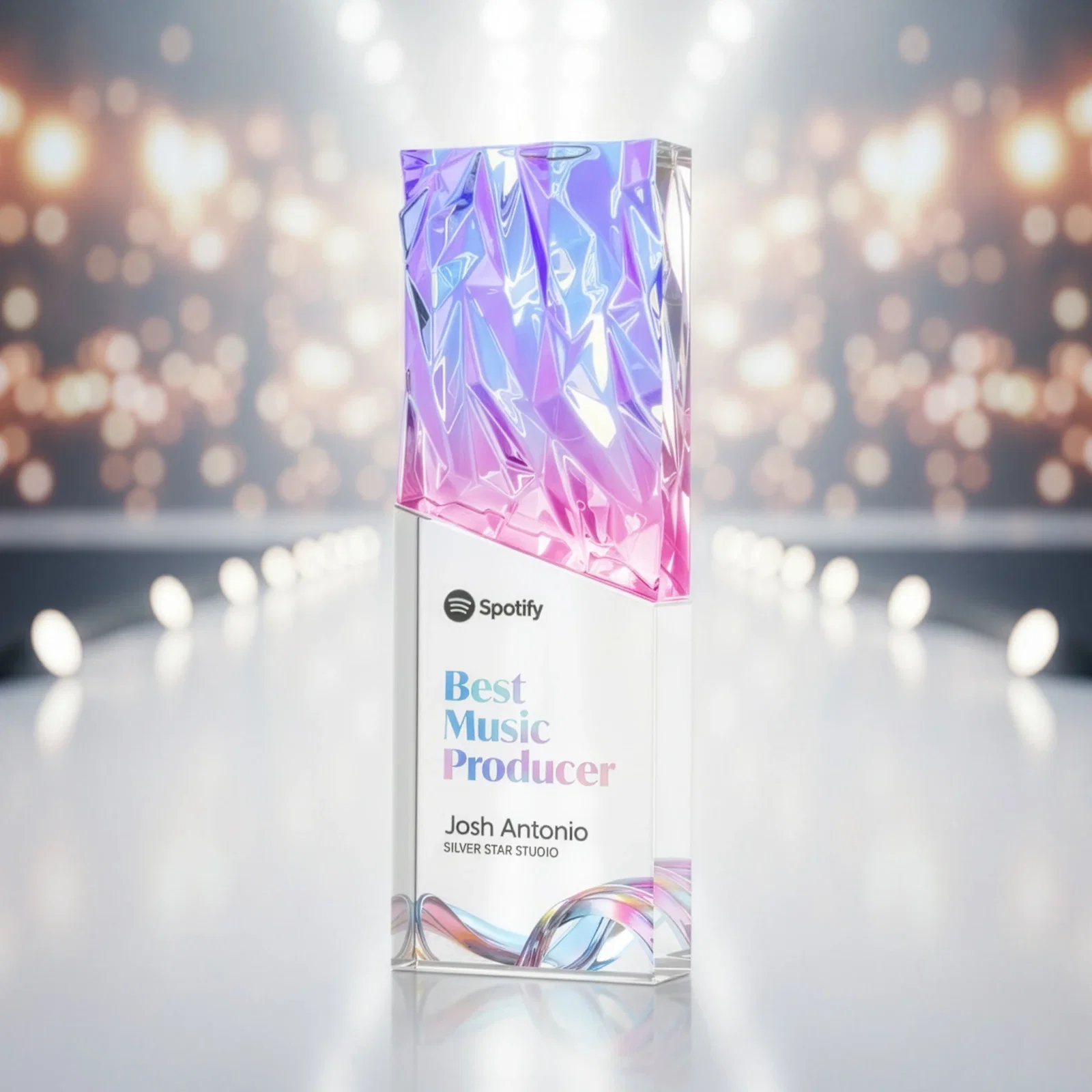 Personalized Faceted Crushed-Top Optical Crystal Award, awards for corporate award ceremonies