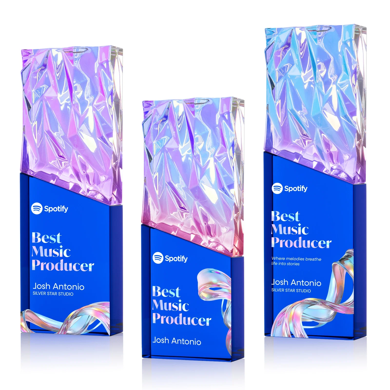 Personalized Faceted Crushed-Top Optical Crystal Award, awards for service anniversary gifts