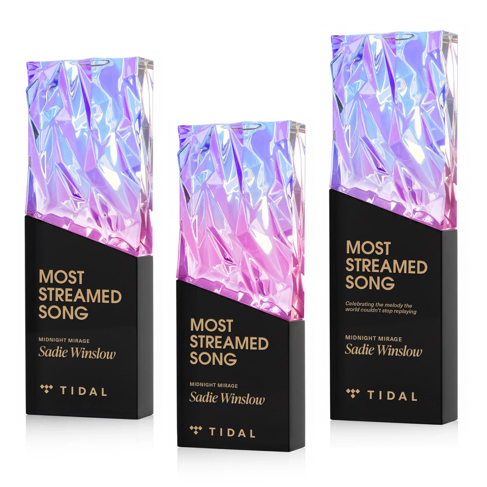 Personalized Faceted Crushed-Top Optical Crystal Award, awards for donor appreciation