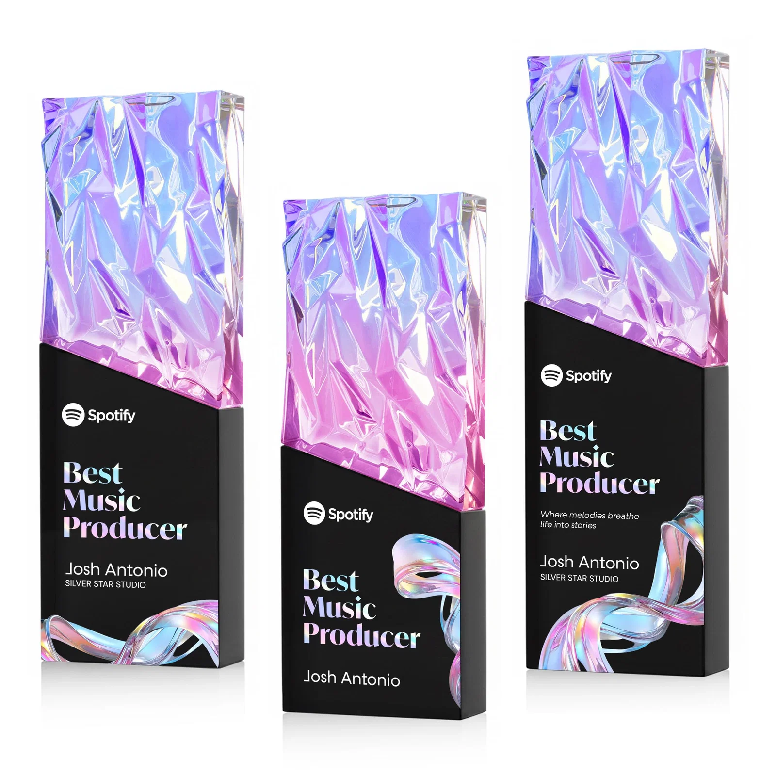 Personalized Faceted Crushed-Top Optical Crystal Award, awards for company anniversary events