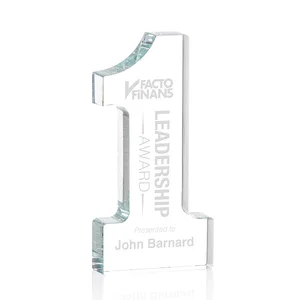 Freestanding Number One Crystal Award, 5"