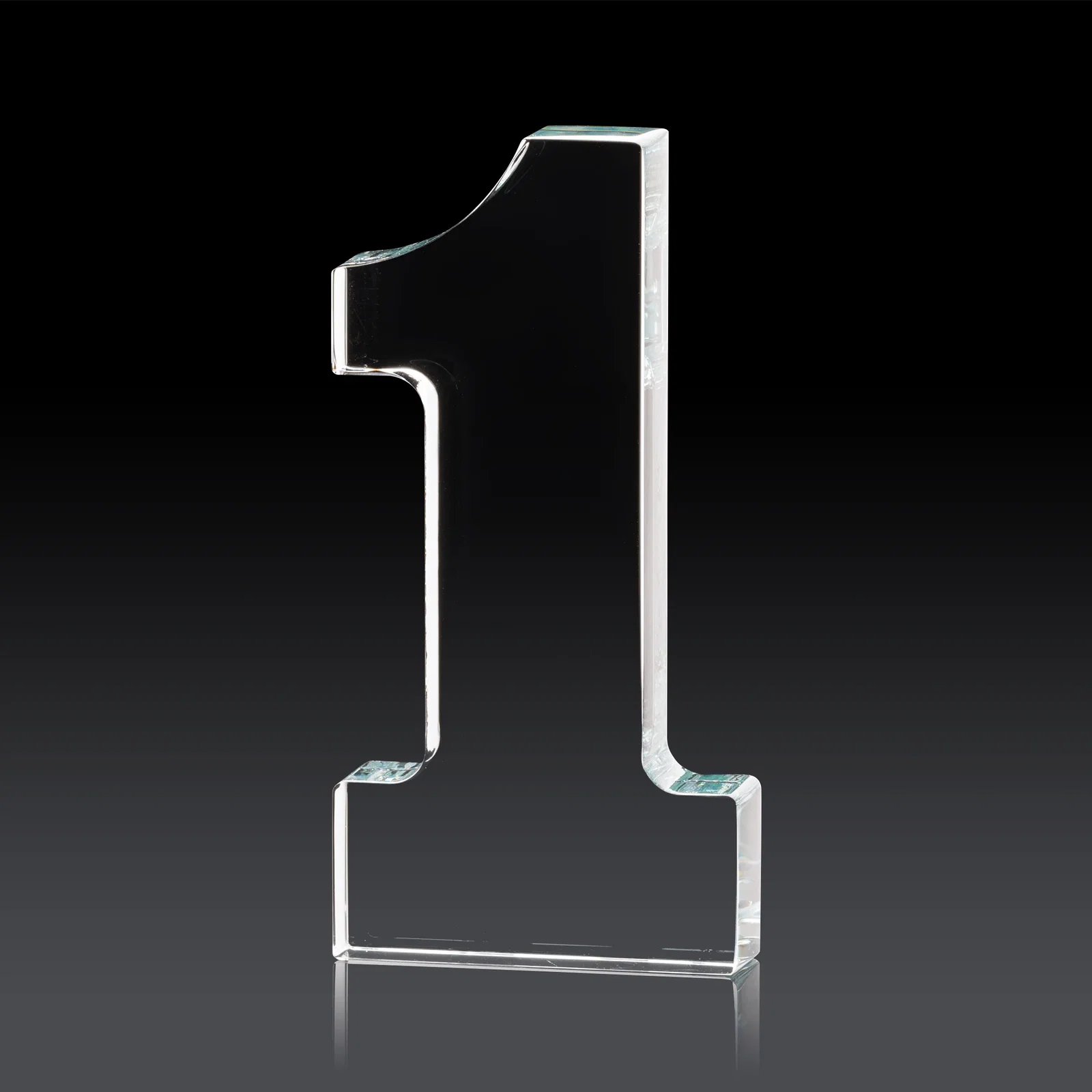 Custom Freestanding Number One Crystal Award, 5" for retirement presentations