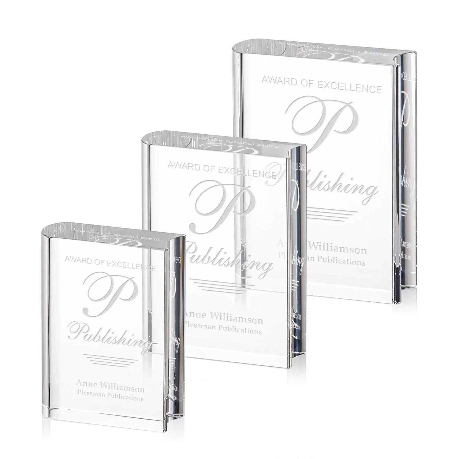 Custom Full Color Open Book Crystal Award for employee recognition