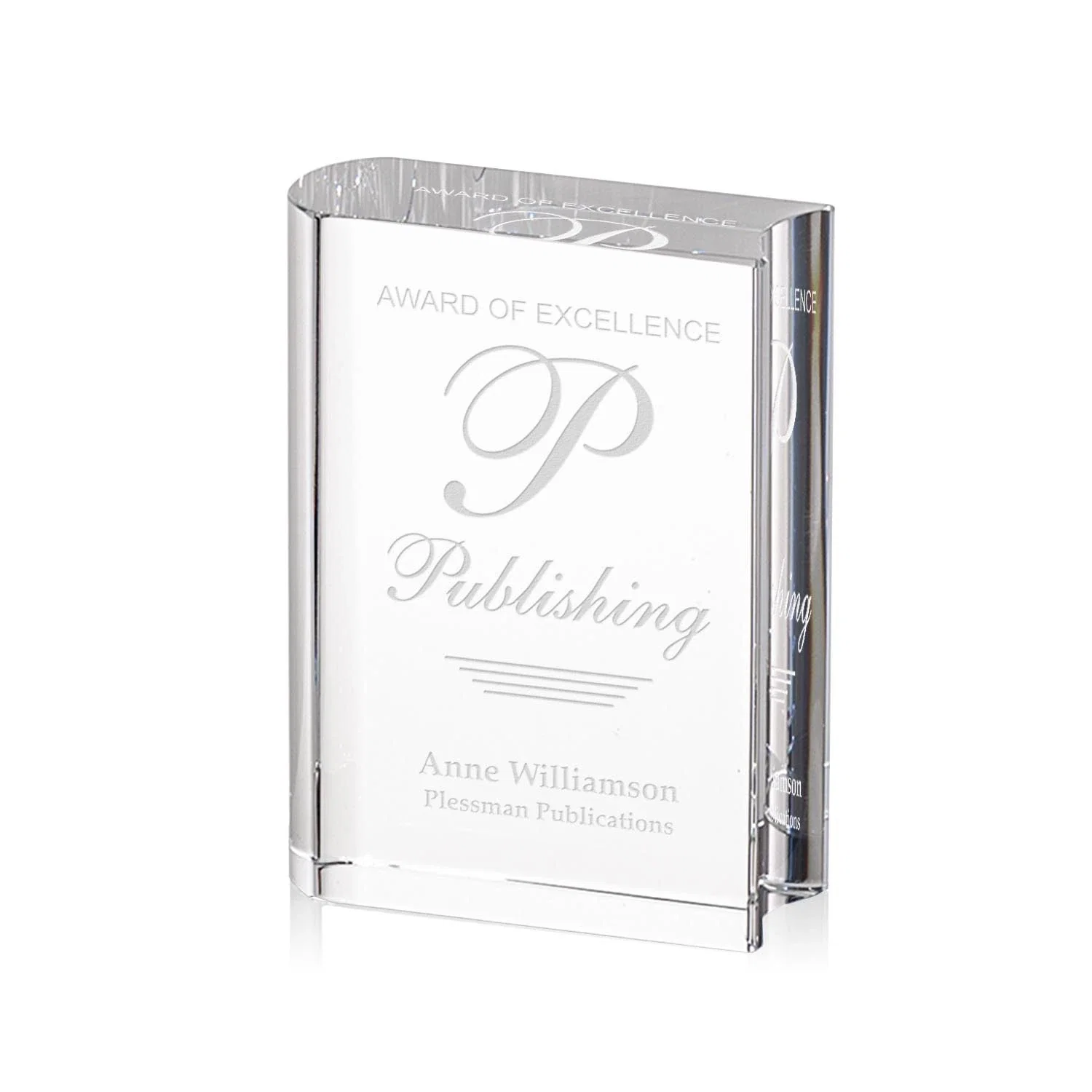 Custom Full Color Open Book Crystal Award for corporate award ceremonies