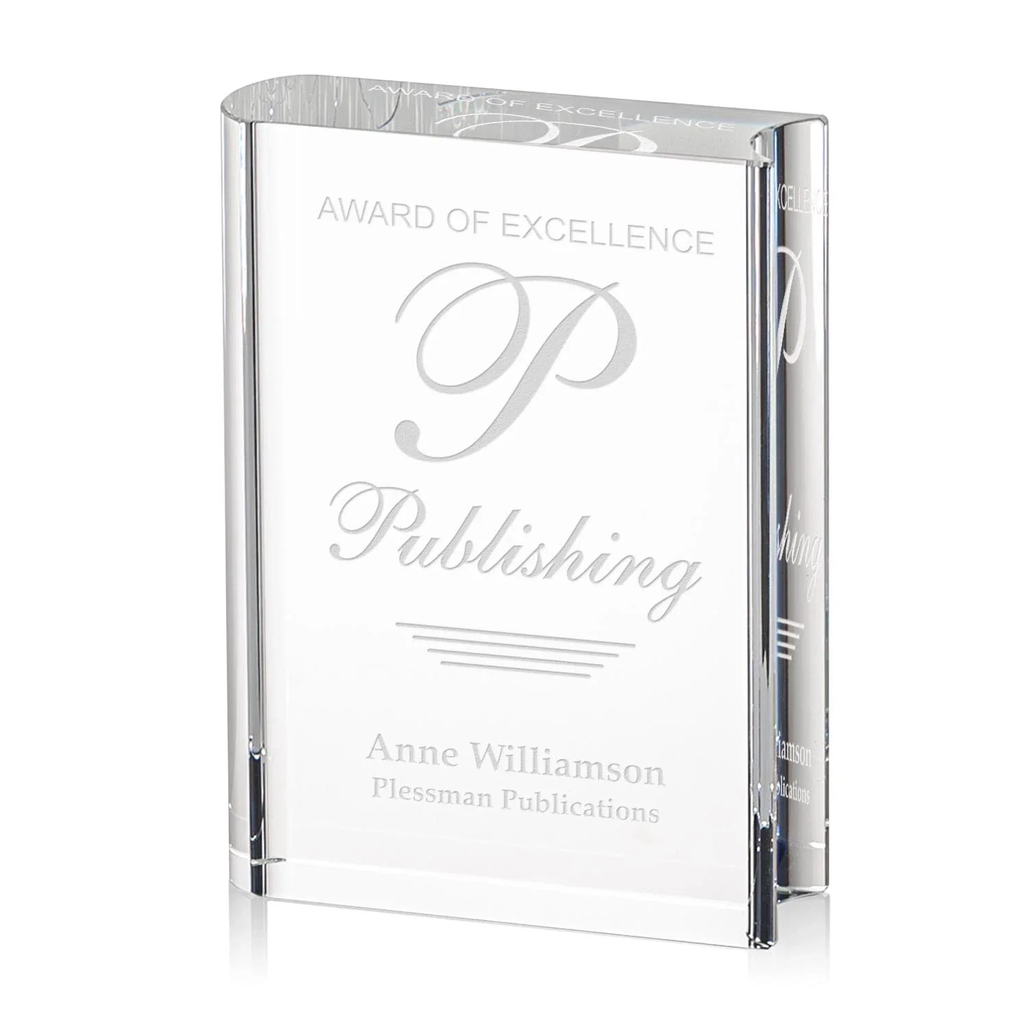 Custom Full Color Open Book Crystal Award for sales achievement awards