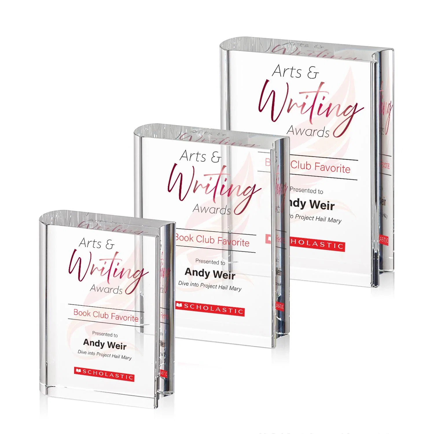 Custom Full Color Open Book Crystal Award for team milestone celebrations