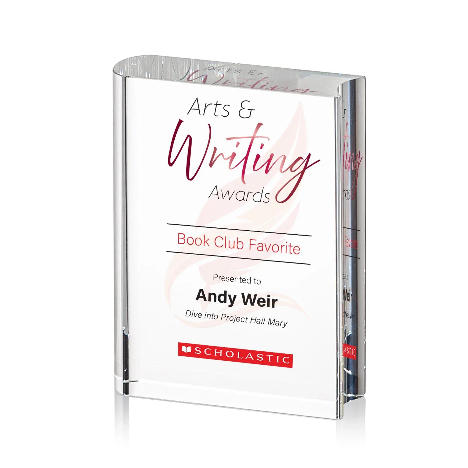 Custom Full Color Open Book Crystal Award for graduation ceremonies