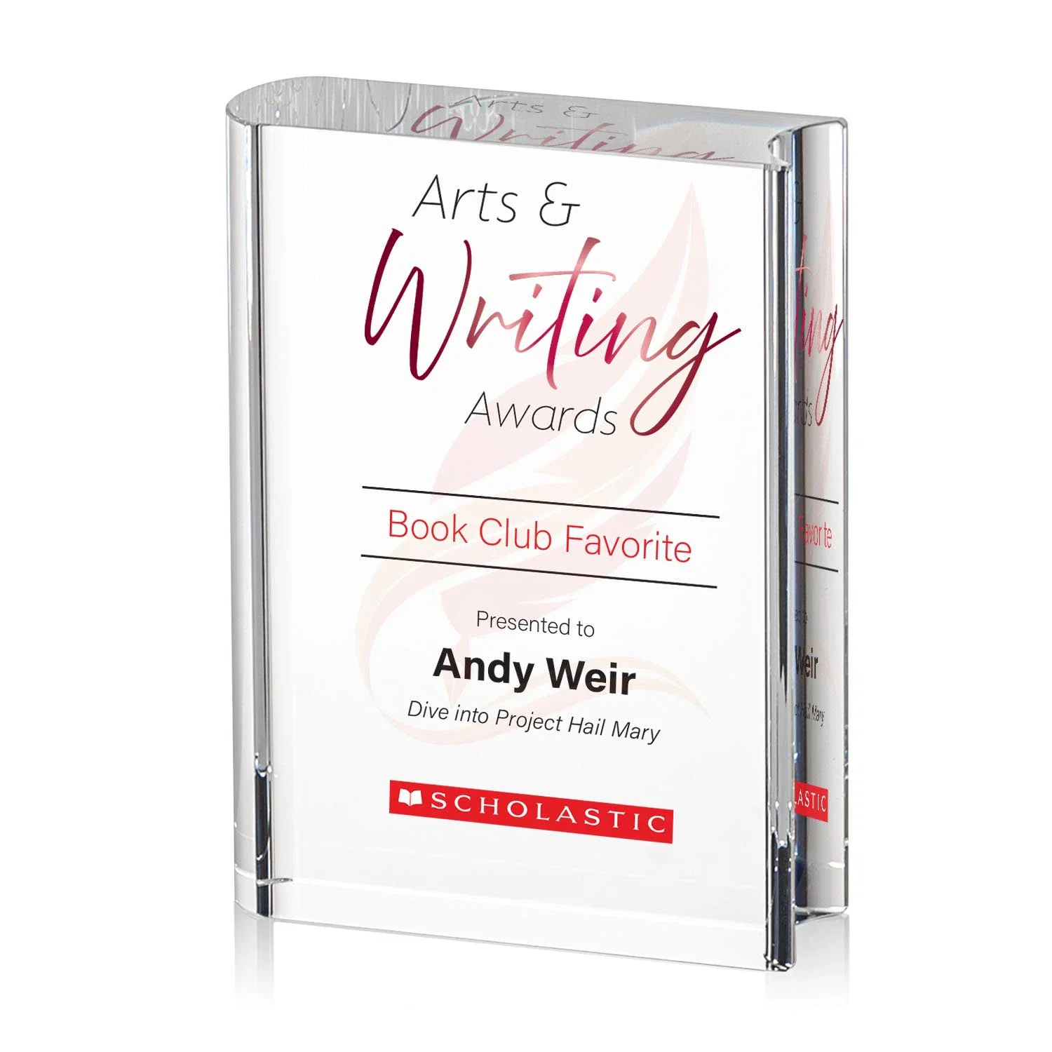 Custom Full Color Open Book Crystal Award for safety achievement programs