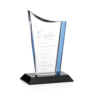 Optical Crystal Harris Award with Blue Accent.