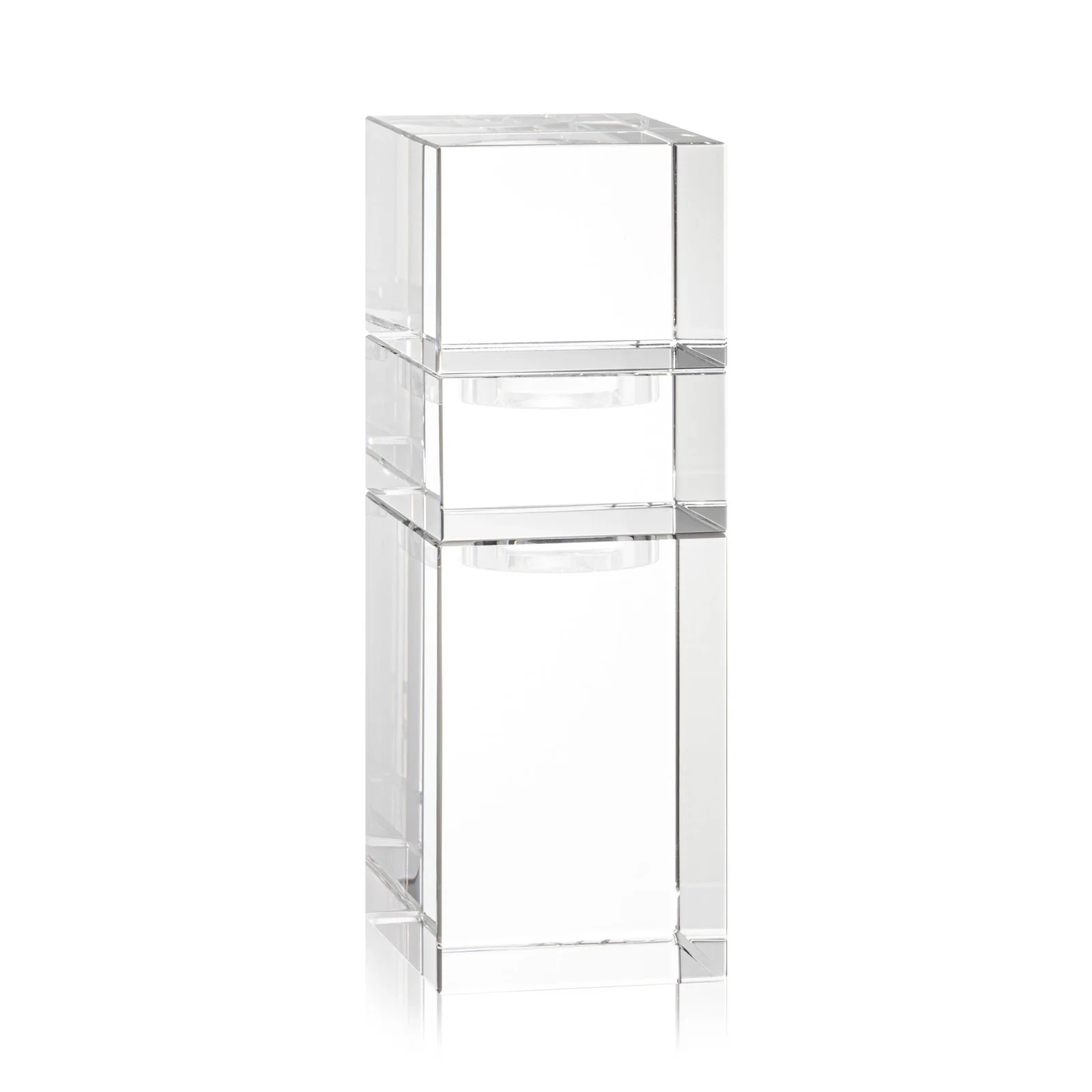 Personalized Optical Crystal Stacker Block for the Tofino Milestone Tower, with your logo for service anniversary gifts