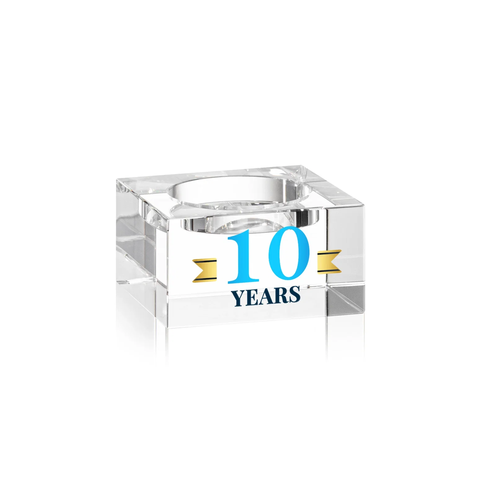 Promotional Optical Crystal Stacker Block for the Tofino Milestone Tower for team milestone celebrations