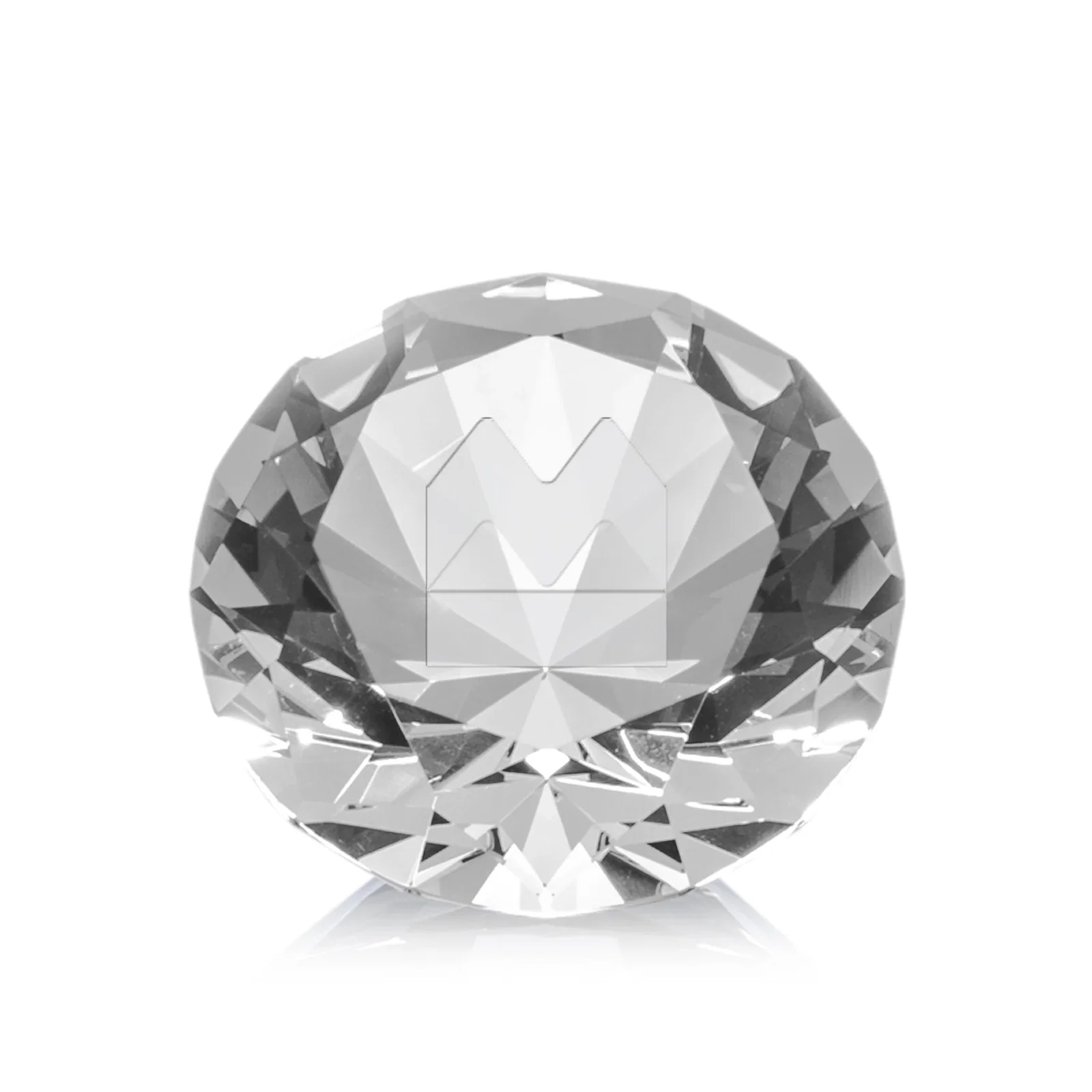 Custom Brilliant-Cut Diamond Crystal Paperweight, 2"-4" in 5 Sizes, gemstone award for corporate award ceremonies