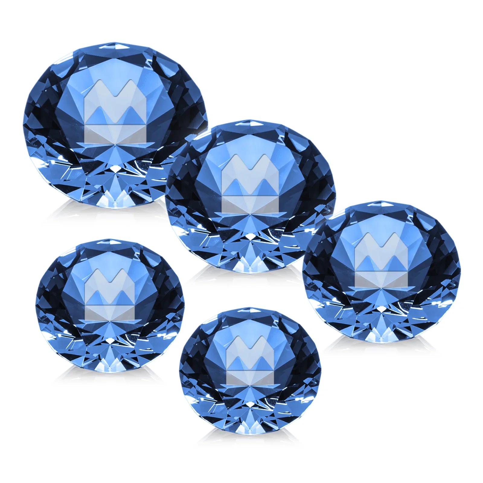 Promotional Brilliant-Cut Diamond Crystal Paperweight, 2"-4" in 5 Sizes, gemstone award for corporate award ceremonies
