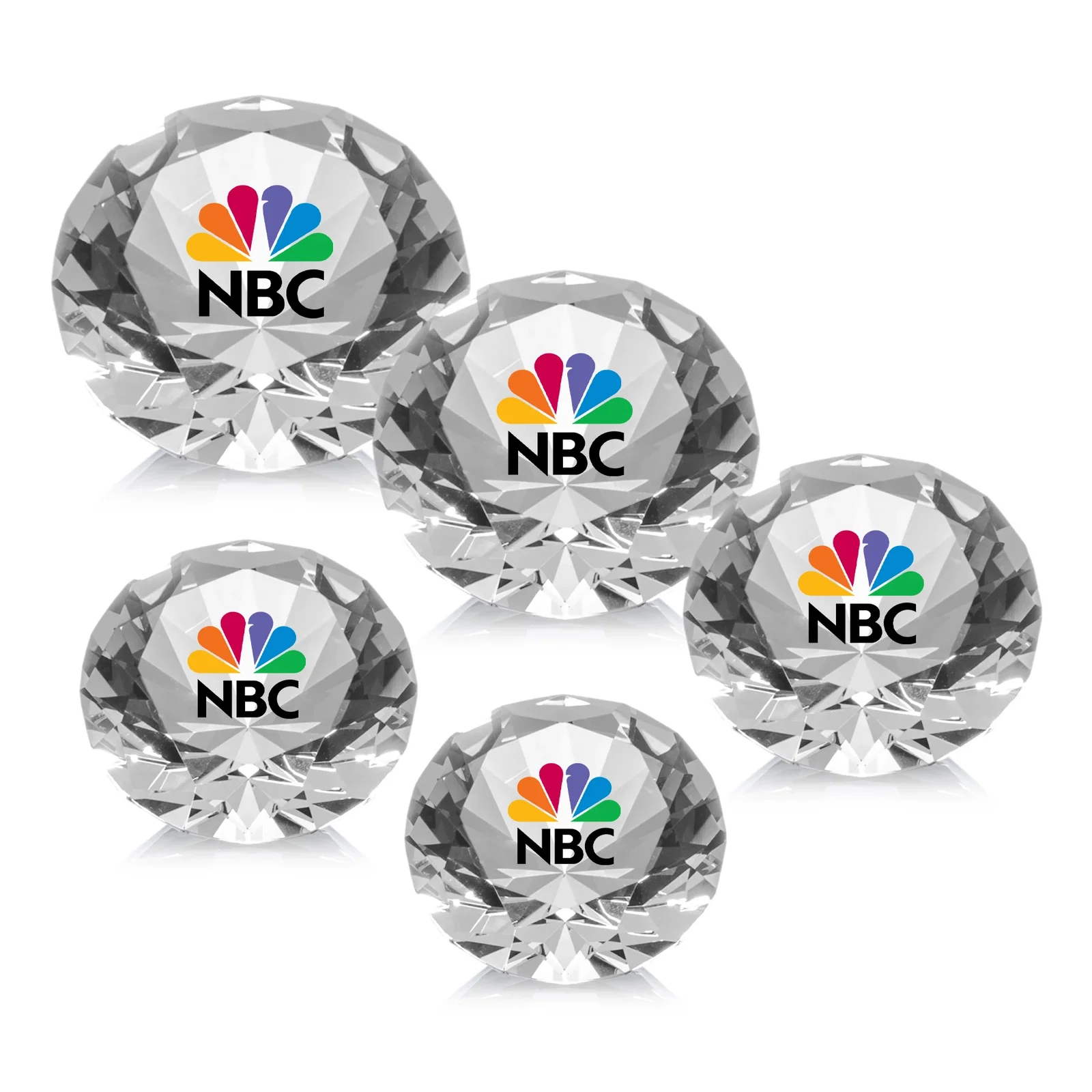 Promotional Brilliant-Cut Diamond Crystal Paperweight, 2"-4" in 5 Sizes, gemstone award for graduation ceremonies