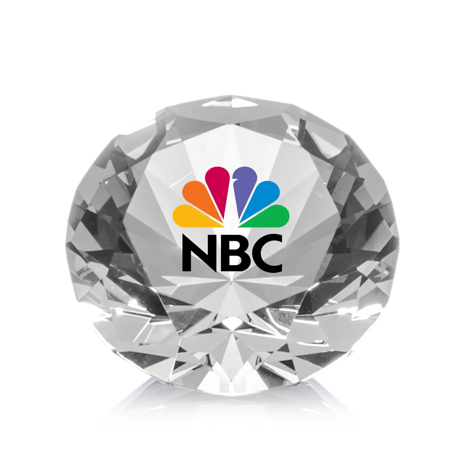 Promotional Brilliant-Cut Diamond Crystal Paperweight, 2"-4" in 5 Sizes, gemstone award for dealer and partner awards