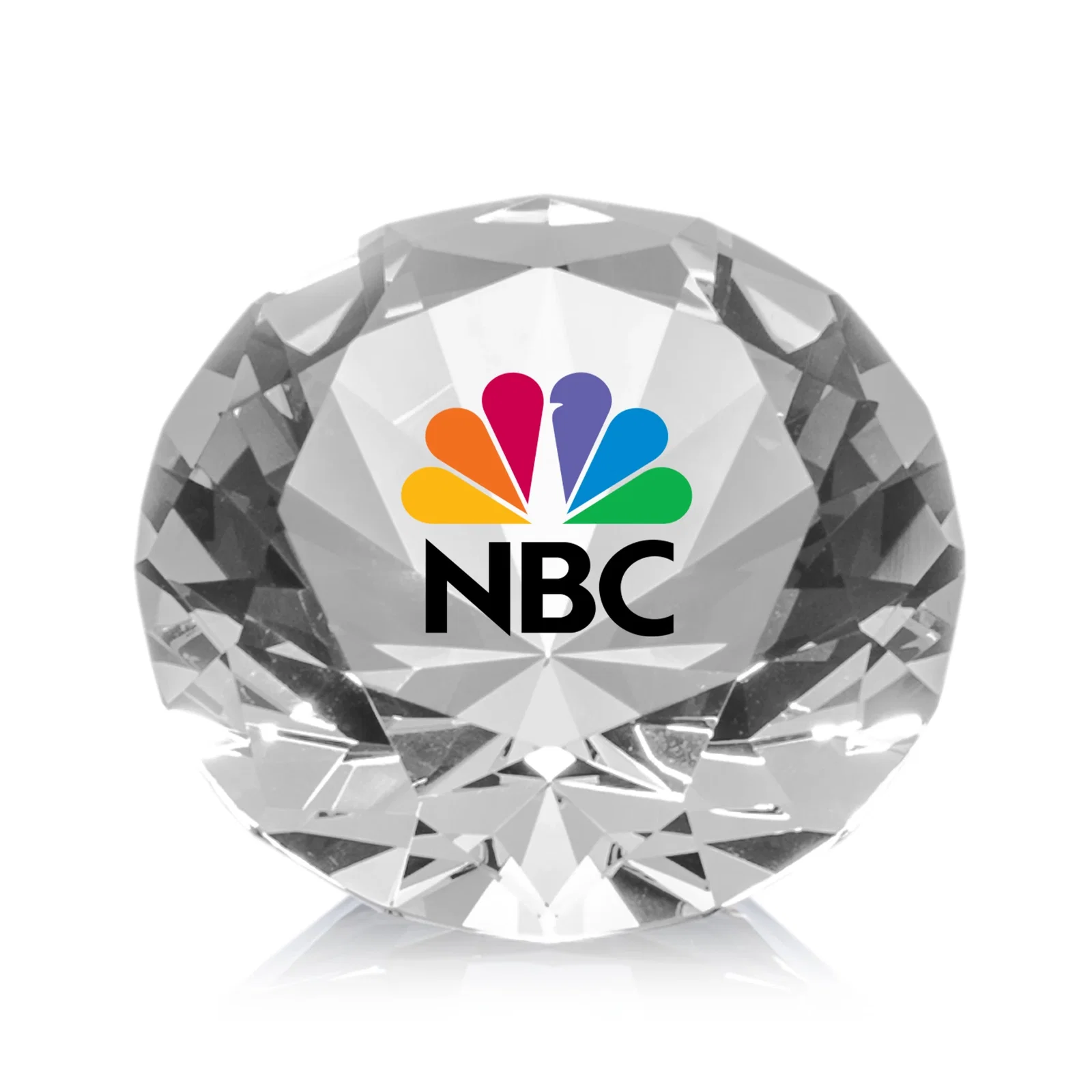Promotional Brilliant-Cut Diamond Crystal Paperweight, 2"-4" in 5 Sizes, gemstone award for company anniversary events