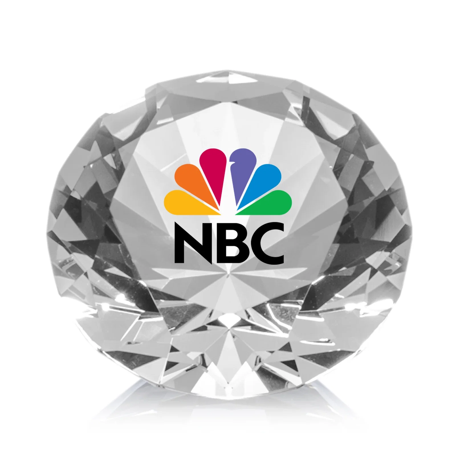 Branded Brilliant-Cut Diamond Crystal Paperweight, 2"-4" in 5 Sizes, gemstone award for employee recognition