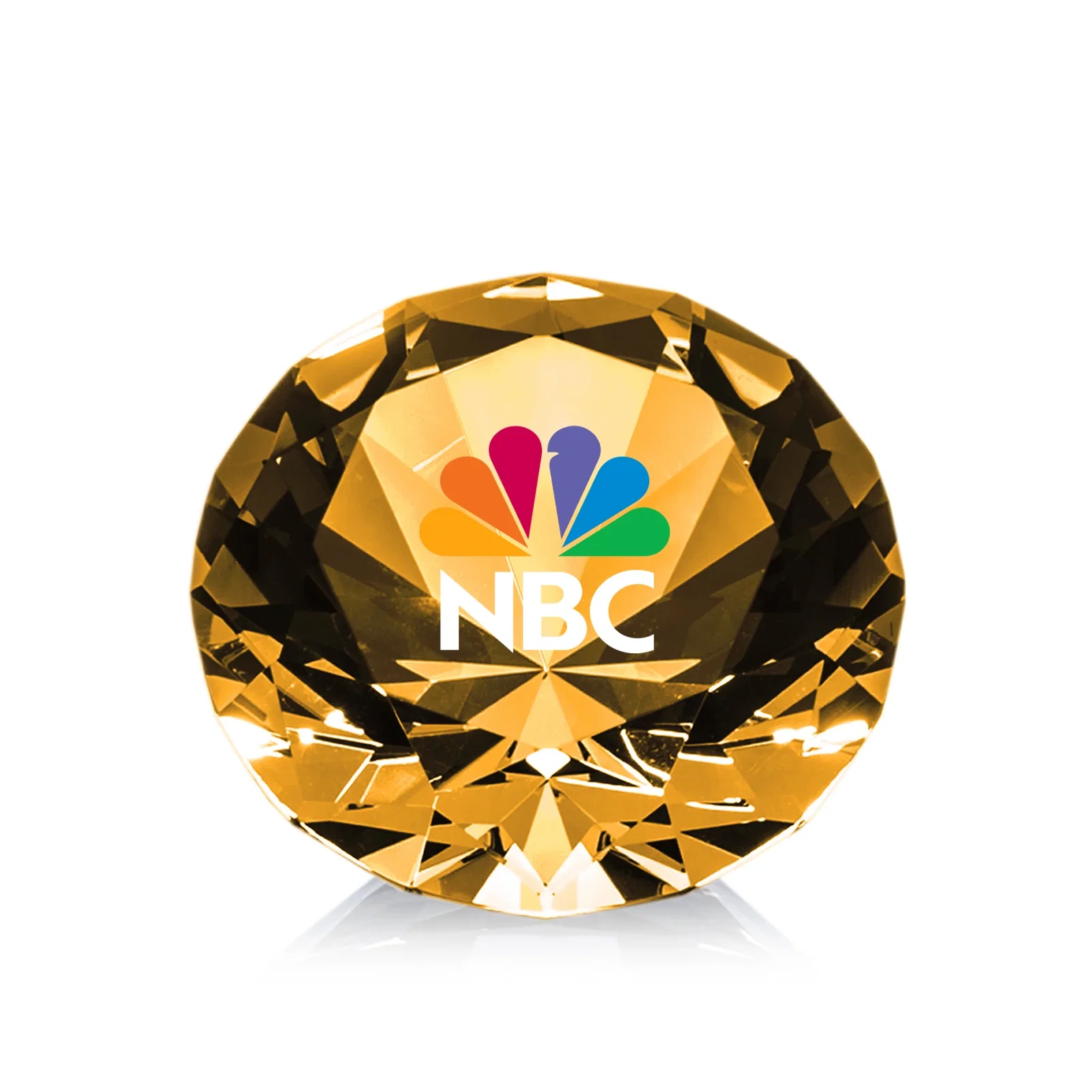 Branded Brilliant-Cut Diamond Crystal Paperweight, 2"-4" in 5 Sizes, gemstone award for service anniversary gifts