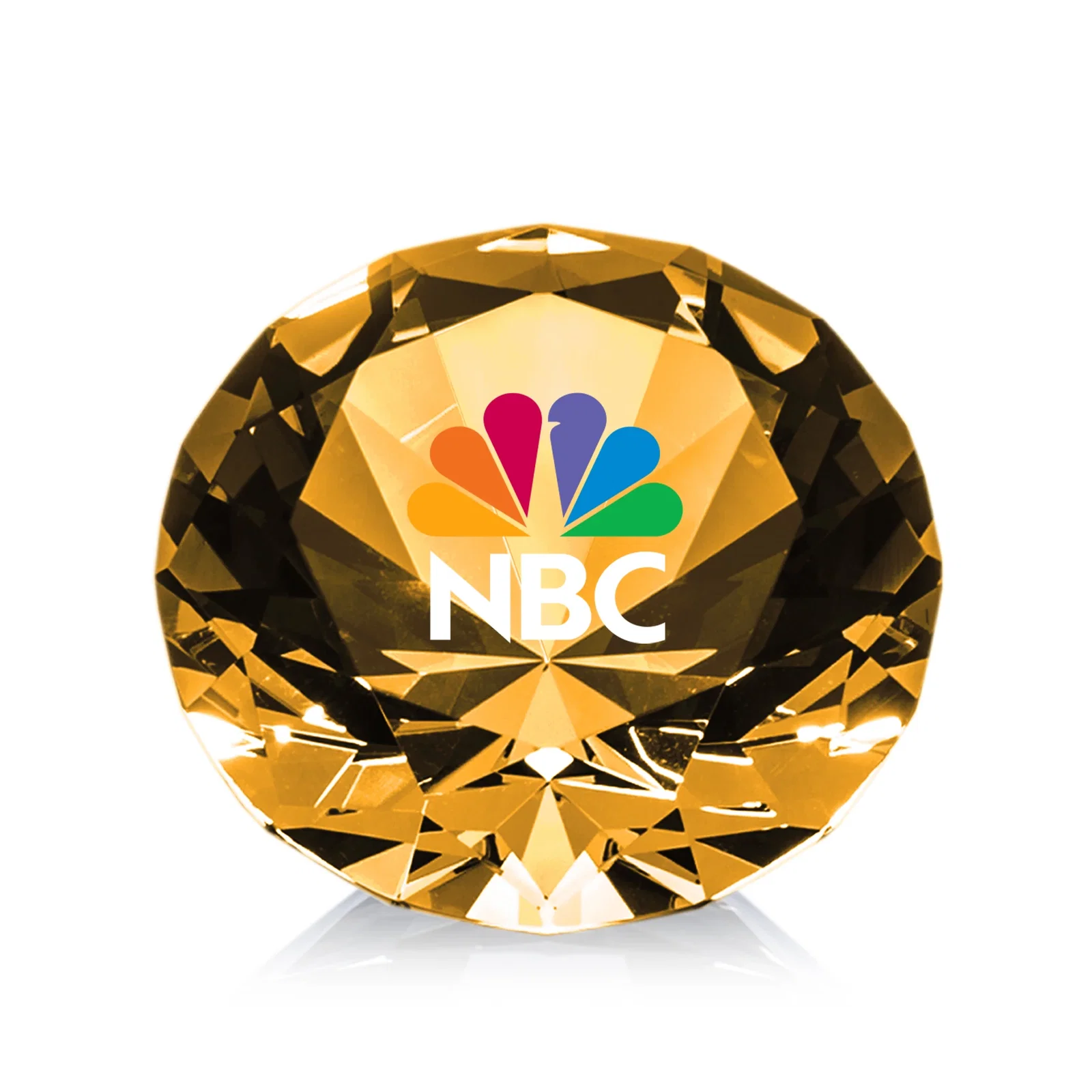 Branded Brilliant-Cut Diamond Crystal Paperweight, 2"-4" in 5 Sizes, gemstone award for retirement presentations