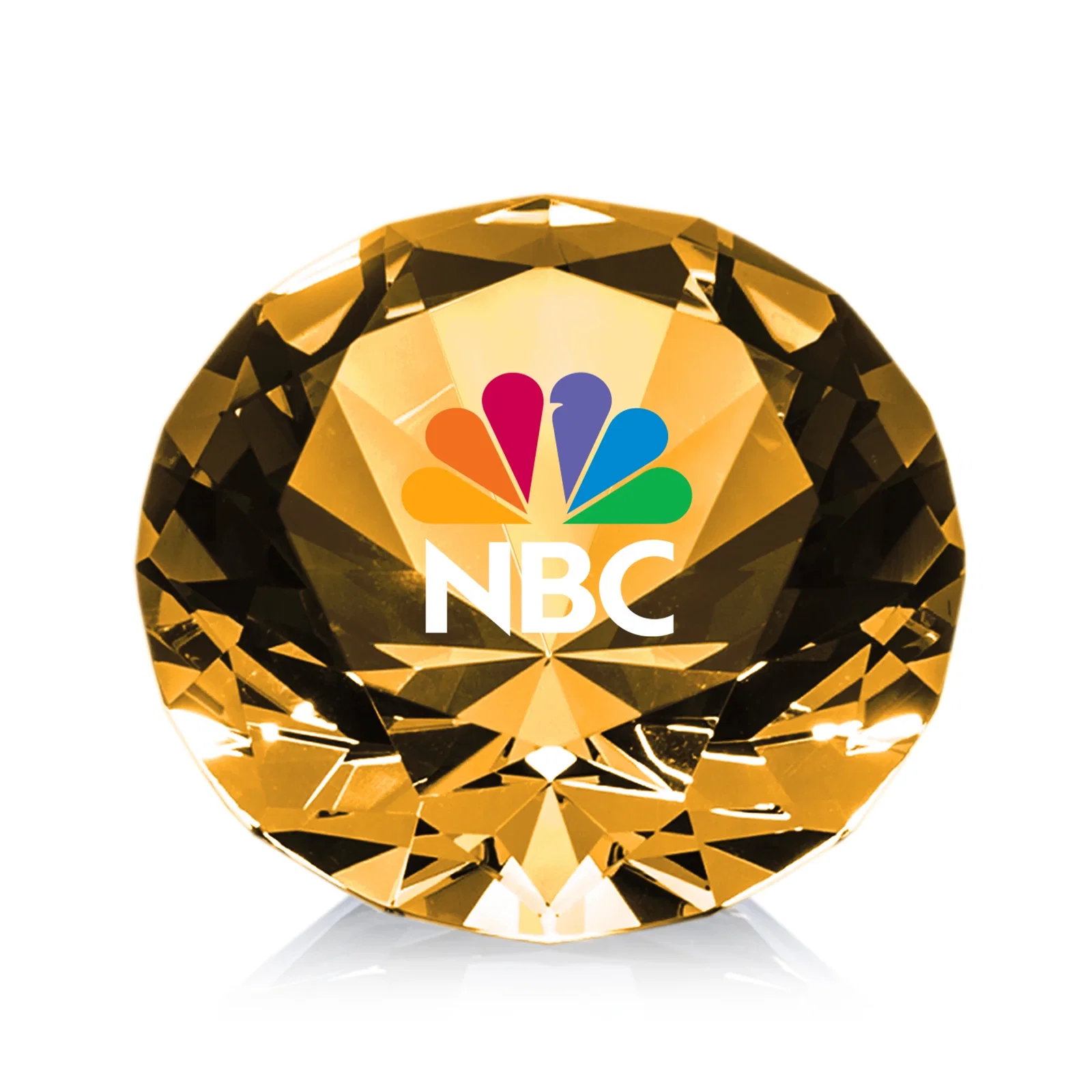 Branded Brilliant-Cut Diamond Crystal Paperweight, 2"-4" in 5 Sizes, gemstone award for team milestone celebrations