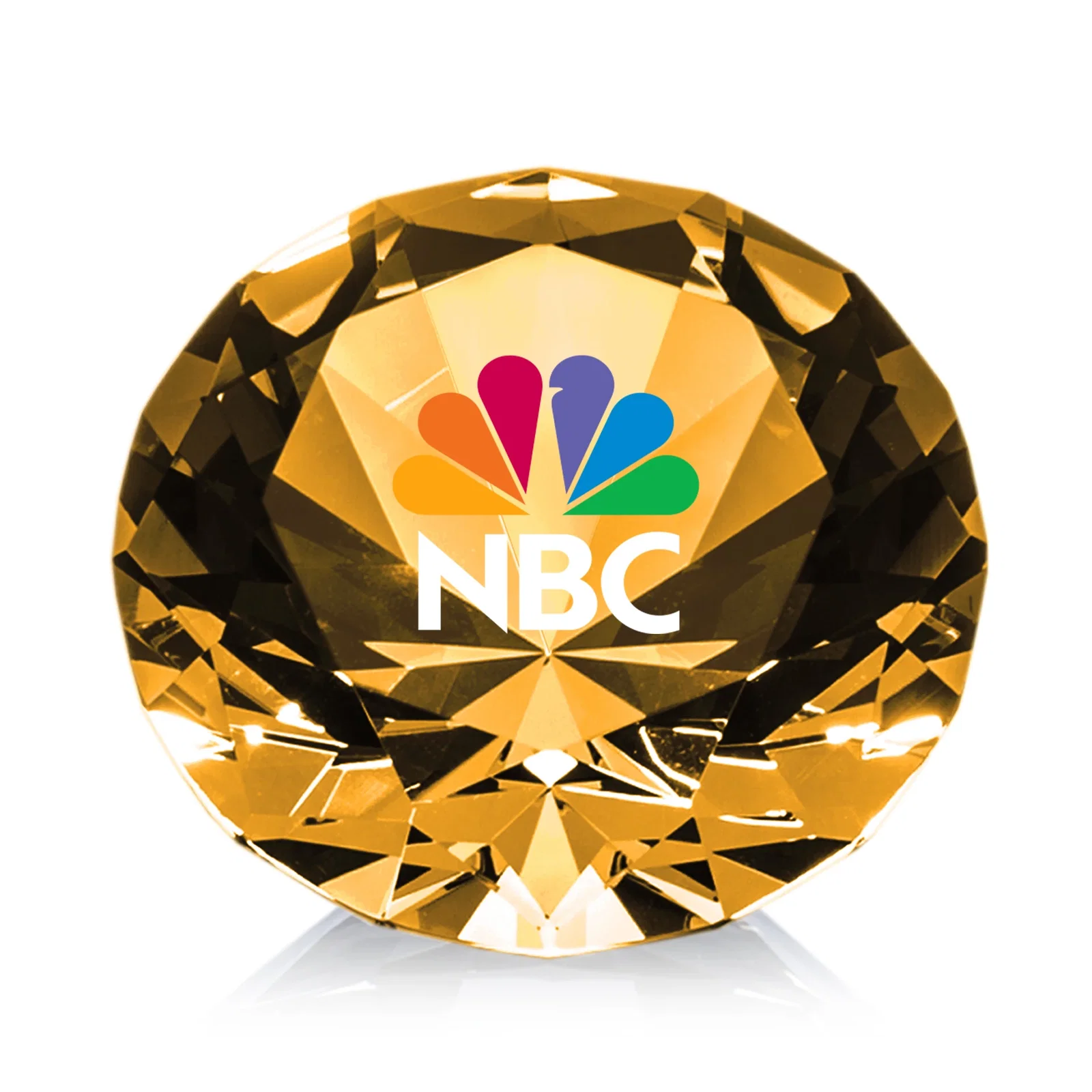 Branded Brilliant-Cut Diamond Crystal Paperweight, 2"-4" in 5 Sizes, gemstone award for donor appreciation