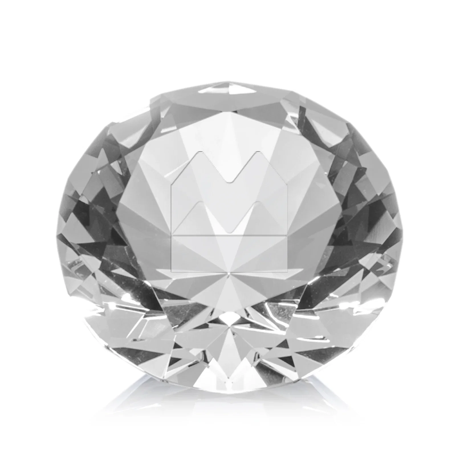 Custom Brilliant-Cut Diamond Crystal Paperweight, 2"-4" in 5 Sizes, gemstone award for retirement presentations
