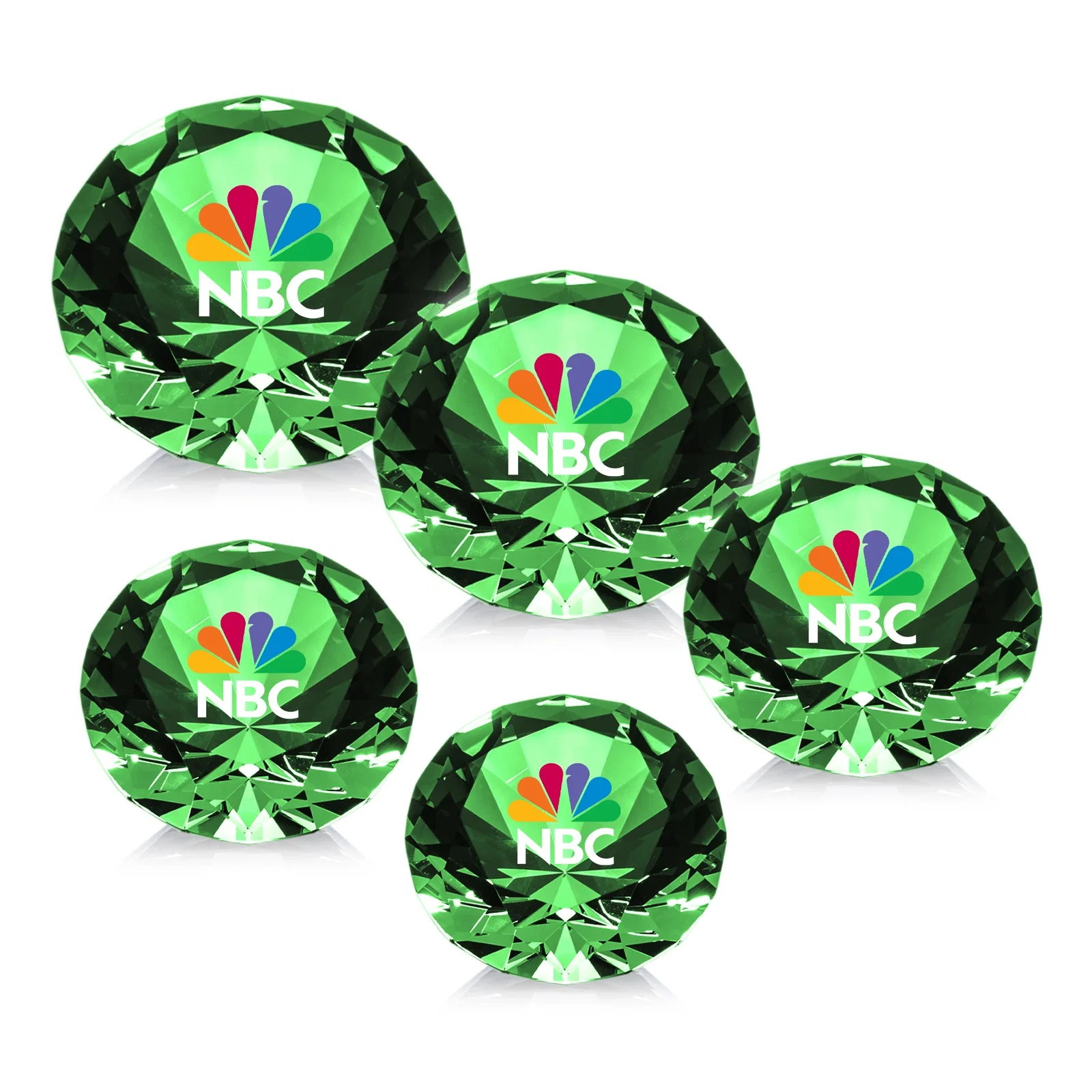 Branded Brilliant-Cut Diamond Crystal Paperweight, 2"-4" in 5 Sizes, gemstone award for graduation ceremonies