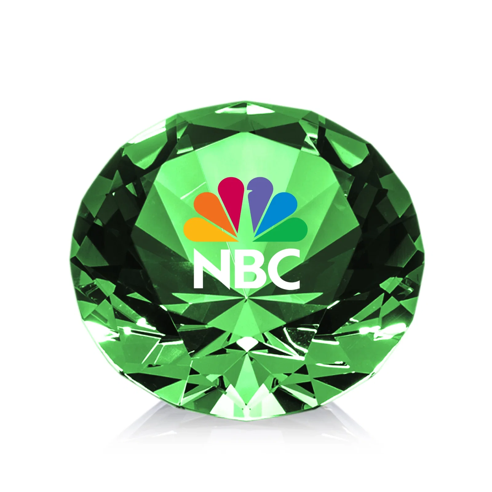 Branded Brilliant-Cut Diamond Crystal Paperweight, 2"-4" in 5 Sizes, gemstone award for dealer and partner awards