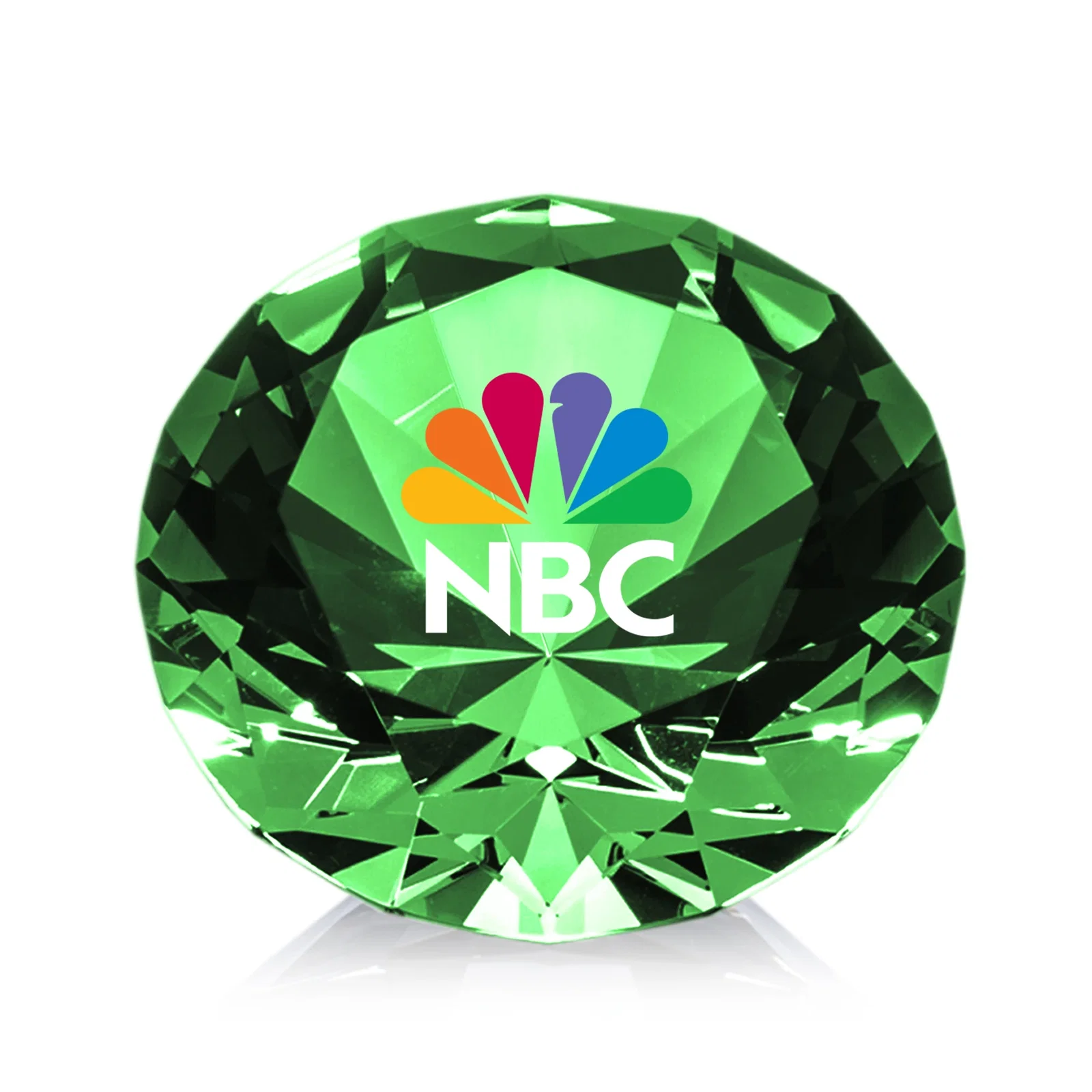 Branded Brilliant-Cut Diamond Crystal Paperweight, 2"-4" in 5 Sizes, gemstone award for company anniversary events