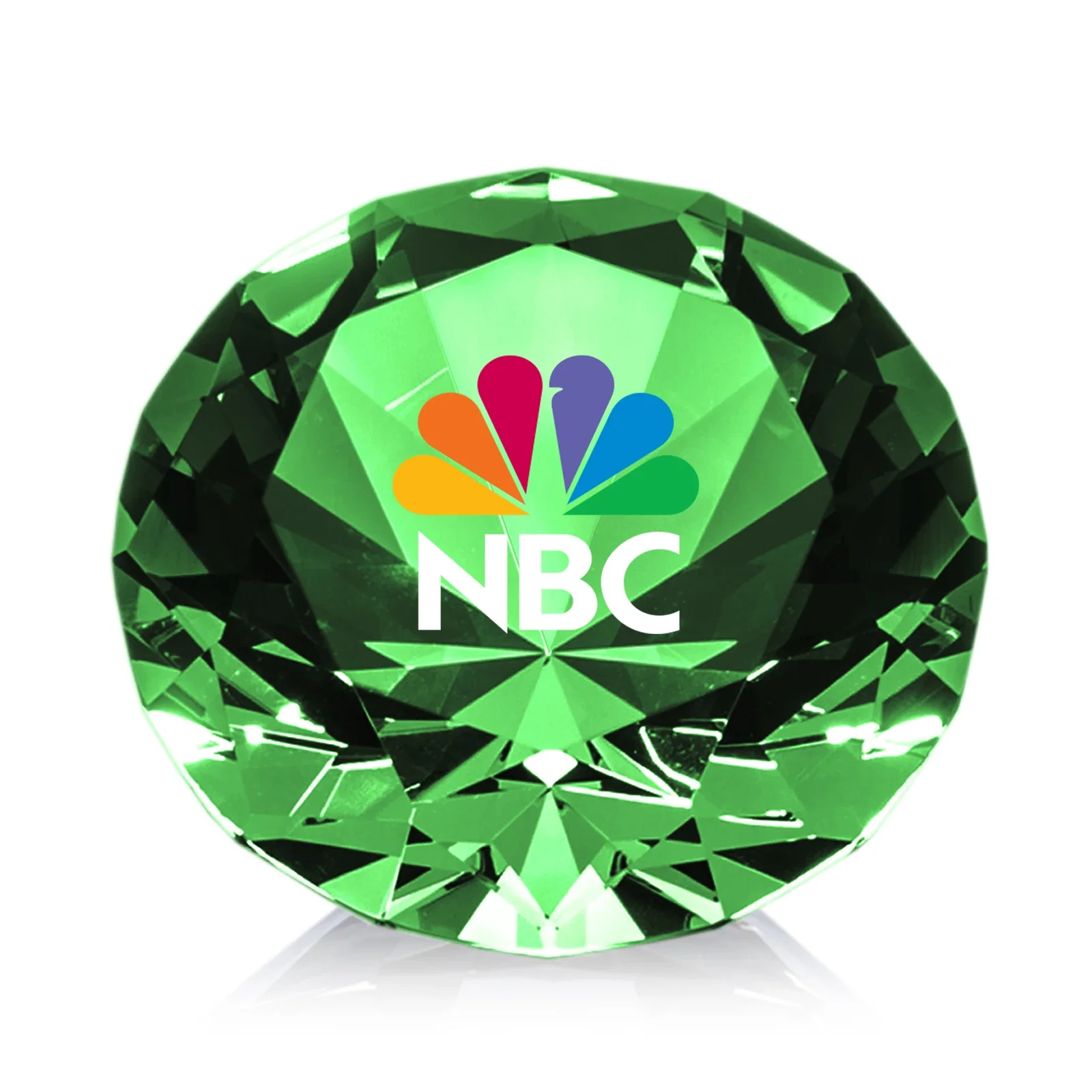 Custom printed Brilliant-Cut Diamond Crystal Paperweight, 2"-4" in 5 Sizes, gemstone award for employee recognition
